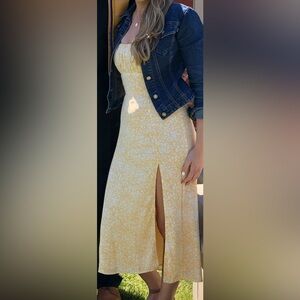 Yellow and white midi A&F dress